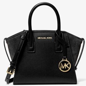 Michael Kors Avril Extra-Small Leather and Suede Satchel Bag Black Multi